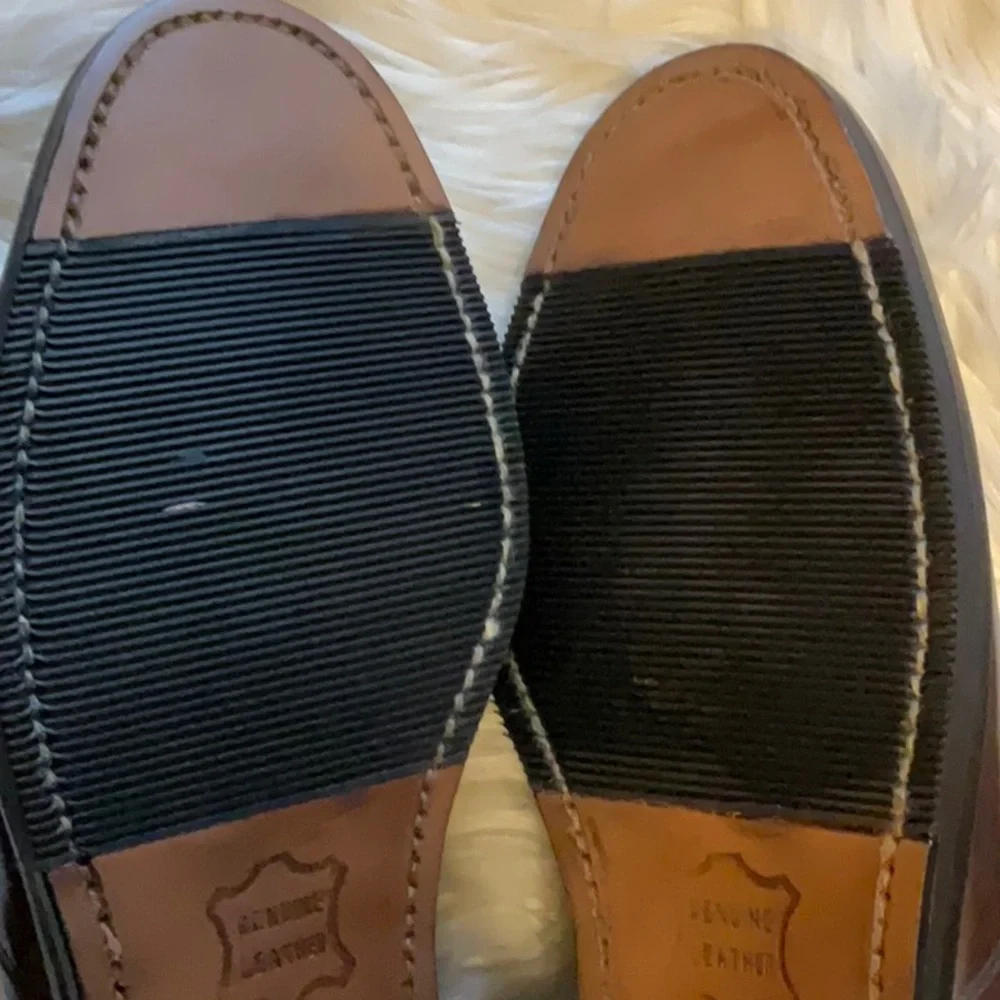 Haband Men’s Brown Genuine Leather Slip On Preppy Business Casual Loafers 8.5 D